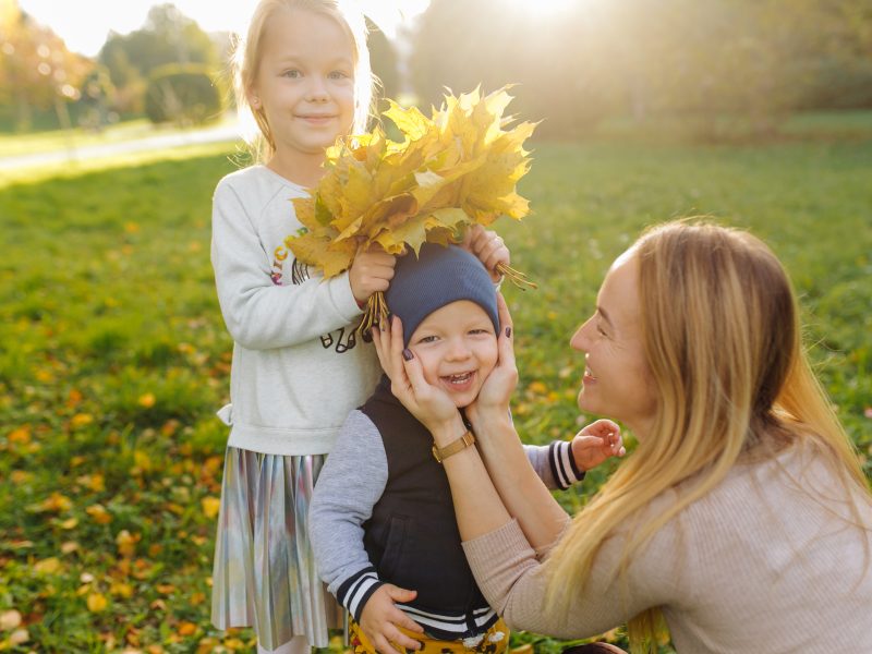 Happy family with children in the park